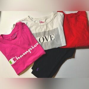 lot of 4. Colored white cotton tops and black Ralph Lauren legging Girl size S
